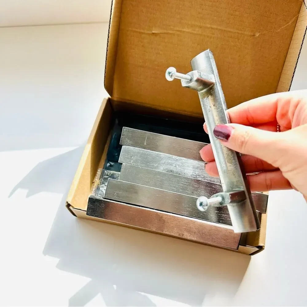6 Brushed Silver Stainless Steel Cabinet Drawer Pulls Handles Oversize Hardware
